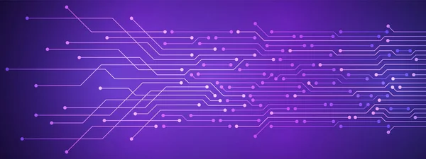 Abstract Digital Technology Background Purple Circuit Board Pattern Microchip Power — Image vectorielle