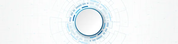 Αφηρημένη Τεχνολογία Φόντο Λευκό Πανό Κύκλο Μπλε Μοτίβο Πίνακα Κυκλωμάτων — Διανυσματικό Αρχείο