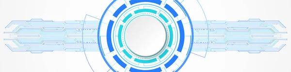Αφηρημένη Τεχνολογία Φόντο Λευκό Πανό Κύκλο Μπλε Ψηφιακό Κύκλο Και — Διανυσματικό Αρχείο