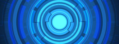 Soyut çakışan daire dijital arkaplan, ışık efektli akıllı lens teknolojisi