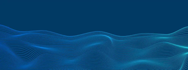 Abstract blue technology distorted lines design, digital network background, wavy surface, vector communication concept, blank space