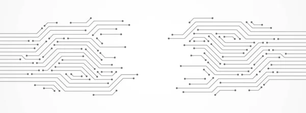Plano Fundo Tecnologia Abstrata Padrão Cinzento Placa Circuito Microchip Linha — Vetor de Stock