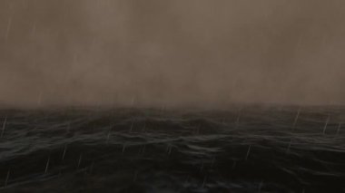 Yağmur ve yıldırımlı bir deniz fırtınası