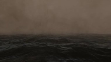 Yağmurlu ve yıldırımlı deniz fırtınası