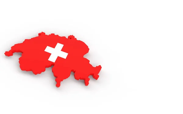 Mapa Švýcarska Vlajkovou Vykreslením — Stock fotografie