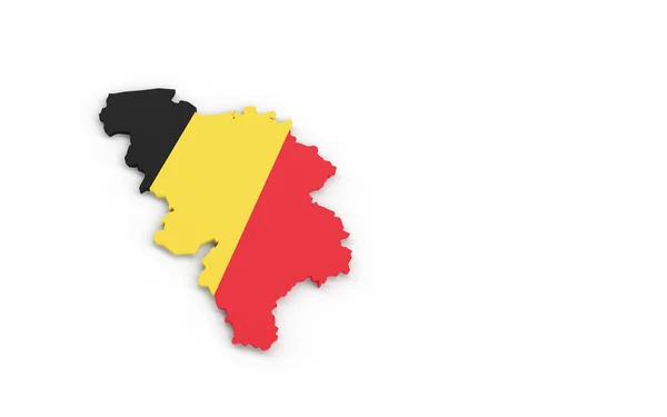 Kaart Van België Met Belgische Vlag Weergave — Stockfoto