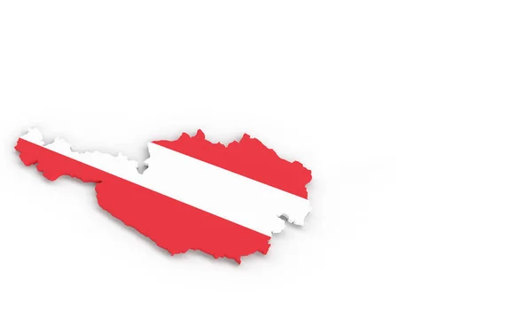 Karte Von Österreich Mit Österreichischer Flagge Rendering — Stockfoto