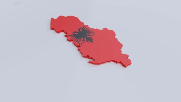 Mapa Albania Con Bandera Albanesa — Vídeo de stock