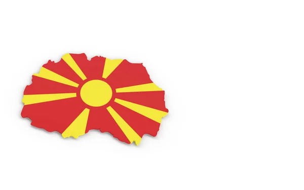 Mapa Macedônia Norte Com Bandeira Macedônia Renderização — Fotografia de Stock
