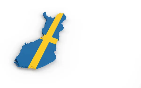 Mapa Švédska Renderováním Pod Vlajkou Švédska — Stock fotografie