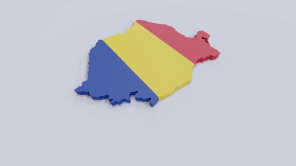 Karta Över Rumänien Med Rumäniens Flagg — Stockvideo