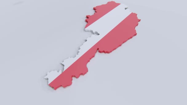 Mapa Austria Con Bandera Austriaca — Vídeos de Stock