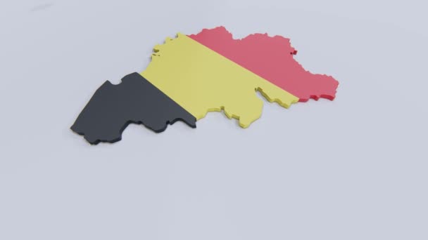 Mapa Belgii Banderą Belgii — Wideo stockowe