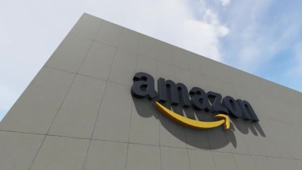 Duvarda Amazon Logosu Sadece Editör Kullanımı Boyutlu Animasyon Zaman Aşımı — Stok video