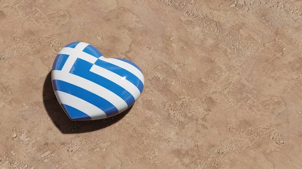 Καρδιά Ελληνική Σημαία Στην Αμμουδιά — Φωτογραφία Αρχείου