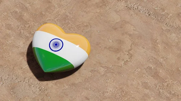 Corazón Playa Con Bandera India — Foto de Stock