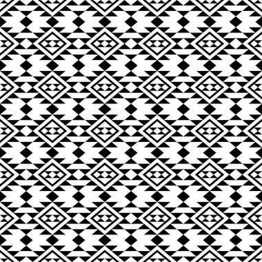 Siyah ve beyaz kabile tasarımlı kusursuz Etnik Desen Çizim vektörü