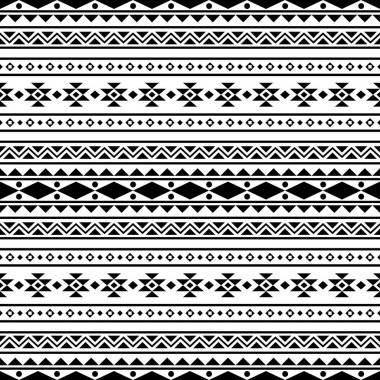 Geleneksel Ikat aztec etnik model vektörü siyah ve beyaz