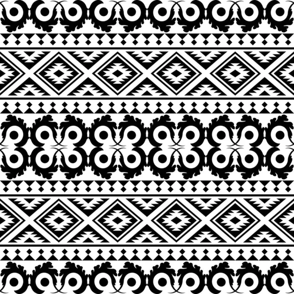 Geleneksel Ikat aztec etnik model vektörü siyah ve beyaz