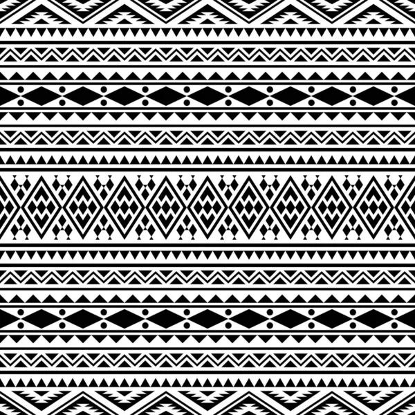 Geleneksel Ikat aztec etnik model vektörü siyah ve beyaz
