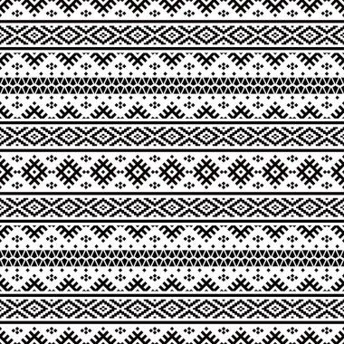 Geometrik pürüzsüz etnik desen tasarımı arka planı siyah beyaz renkte