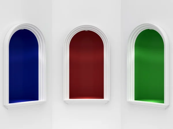 Three classic niches with illumination — Stock Photo, Image