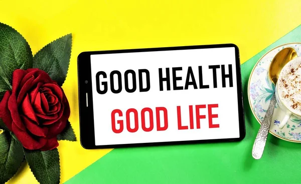 Egészséget Életet Sms Okostelefon Képernyőjén Orvosi Tanács Egészséges Életmódért — Stock Fotó