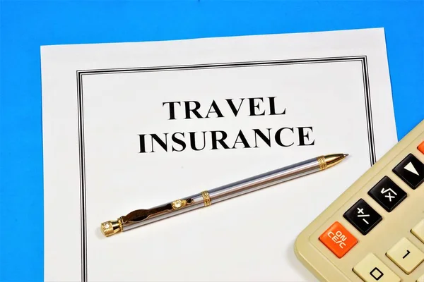 Travel insurance. Text inscription on the document form. Travel - cultural study of countries. Insurance provides financial well-being in life situations.