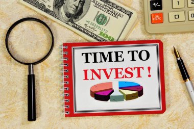 Zaman yatırımı. Planlama dizini ve araştırma diyagramındaki metin etiketi. Finansal kazanç sağlamak için sermaye yatırımı stratejisi.