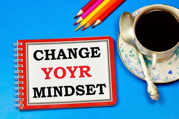 Change Your Mindset Text Writing Notepad Open Positive Thinking Encourages — Stock Photo, Image