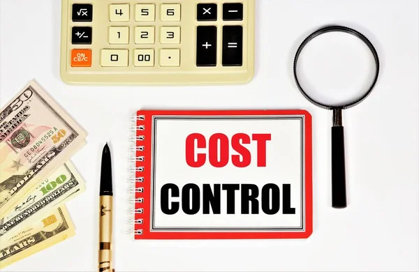 Cost control. Text label in the financial planning notebook. Supervision of business operations. Accounting, marketing.