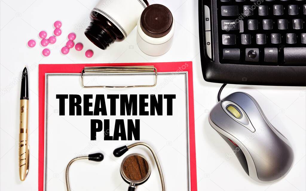 Treatment plan. A text label in the planning folder. Description of medical services, compiled by a doctor, based on consultations and diagnostic studies.