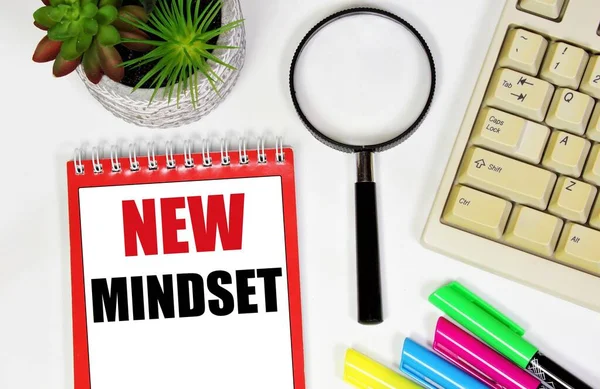 New Mindset Inscription Planning Notebook Tune Positive Result Based Your — Stock Photo, Image