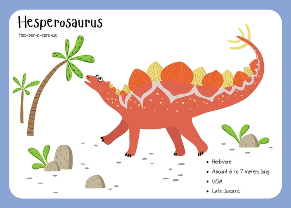 Cartes Flash Information Sur Les Dinosaures Noms Des Dinosaures Correspondant — Image vectorielle