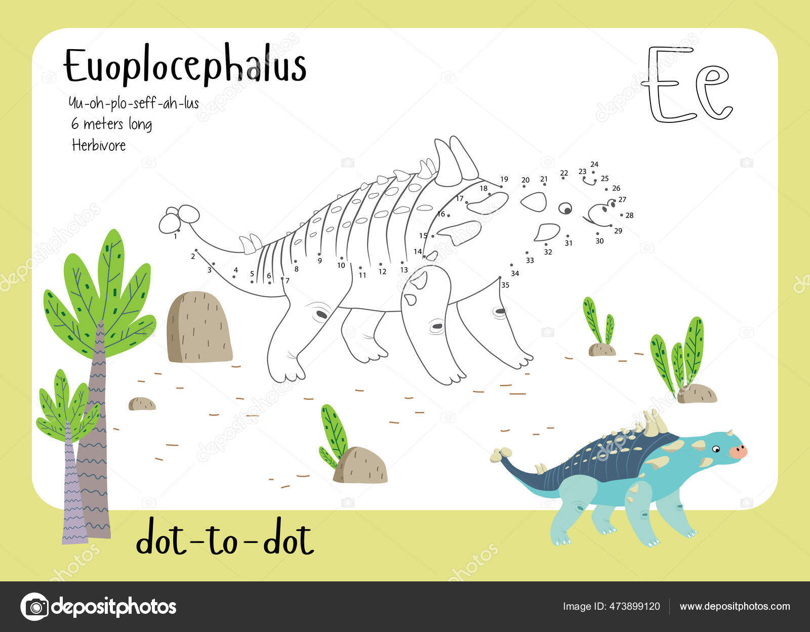Dot Dot Worksheet Dinosaur Name Facts Alphabet Letter Children Riddle Stock Vector Image By C Katy Osypova