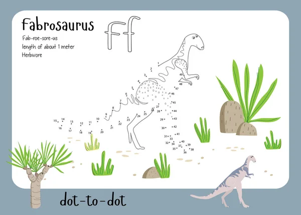 Une Feuille Calcul Point Par Point Avec Dinosaure Nom Faits — Image vectorielle