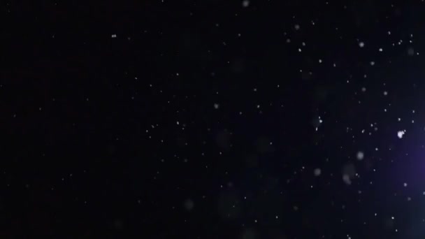 Noci Padá Sníh Zimní Počasí Malé Sněhové Vločky Vánoce Abstraktní — Stock video