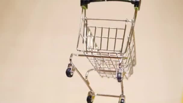 Panier Vide Tournant Fond Blanc Miniature Chariot Magasin — Video