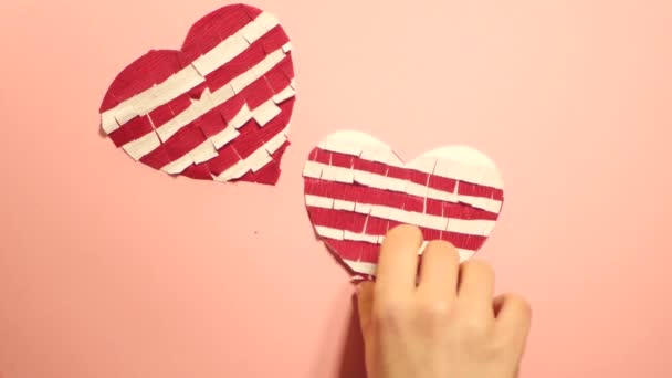 Carte Voeux Pour Saint Valentin Coeur Papier Fait Main Vue — Video