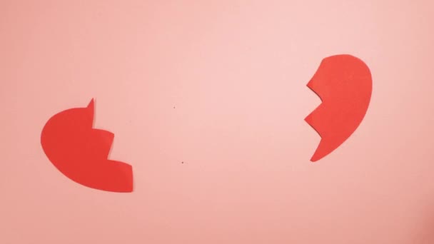 Hjertebrud Flad Animation Stop Bevægelse Video Skilsmissebegreb – Stock-video