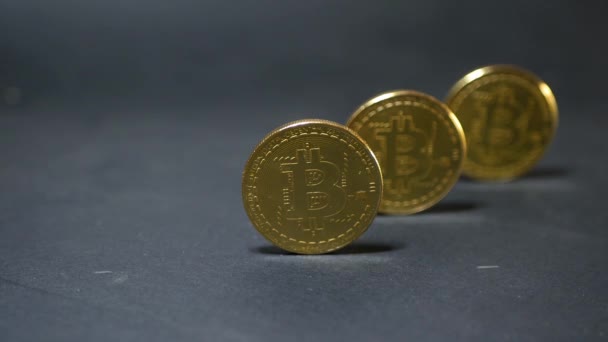 Licht Fällt Auf Bitcoins Virtuelles Geld Digitale Währung — Stockvideo