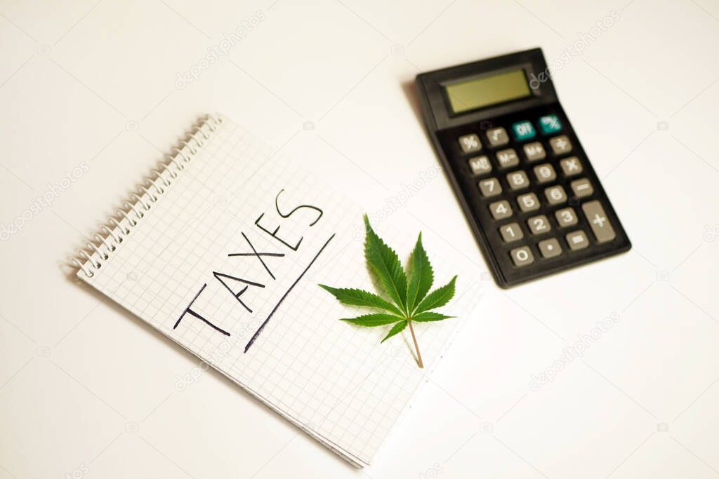 Calculating cannabis taxes. Legal sale of marijuana business. Annual financial report 