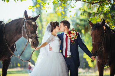 Güzel yaz doğa yürüyüşüne düğün