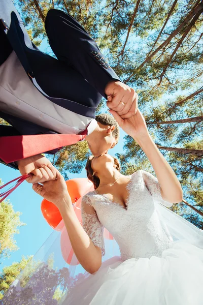 Belo verão Caminhada de casamento na natureza — Fotografia de Stock