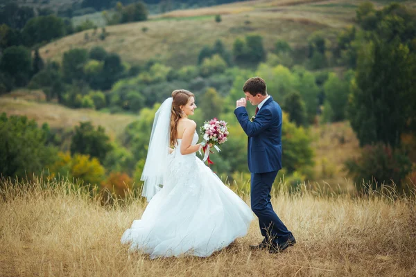 Bruiloft wandeling over de natuur — Stockfoto