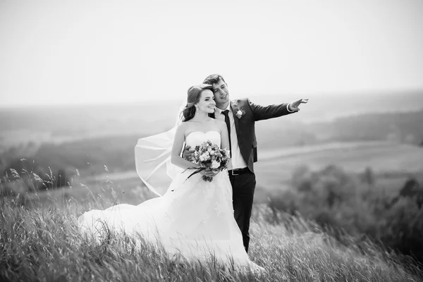 Bröllop promenad på natur — Stockfoto