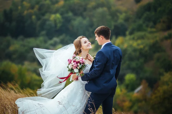 Caminhada de casamento na natureza — Fotografia de Stock