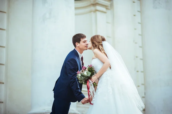 Promenade de mariage sur la nature — Photo