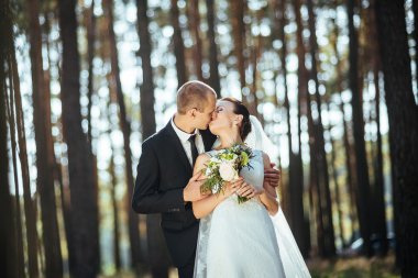 Güzel yaz doğa yürüyüşüne düğün