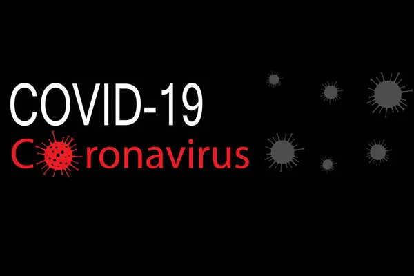Inscriptie coronavirus met behulp van het silhouet van een coronavirus. — Stockvector
